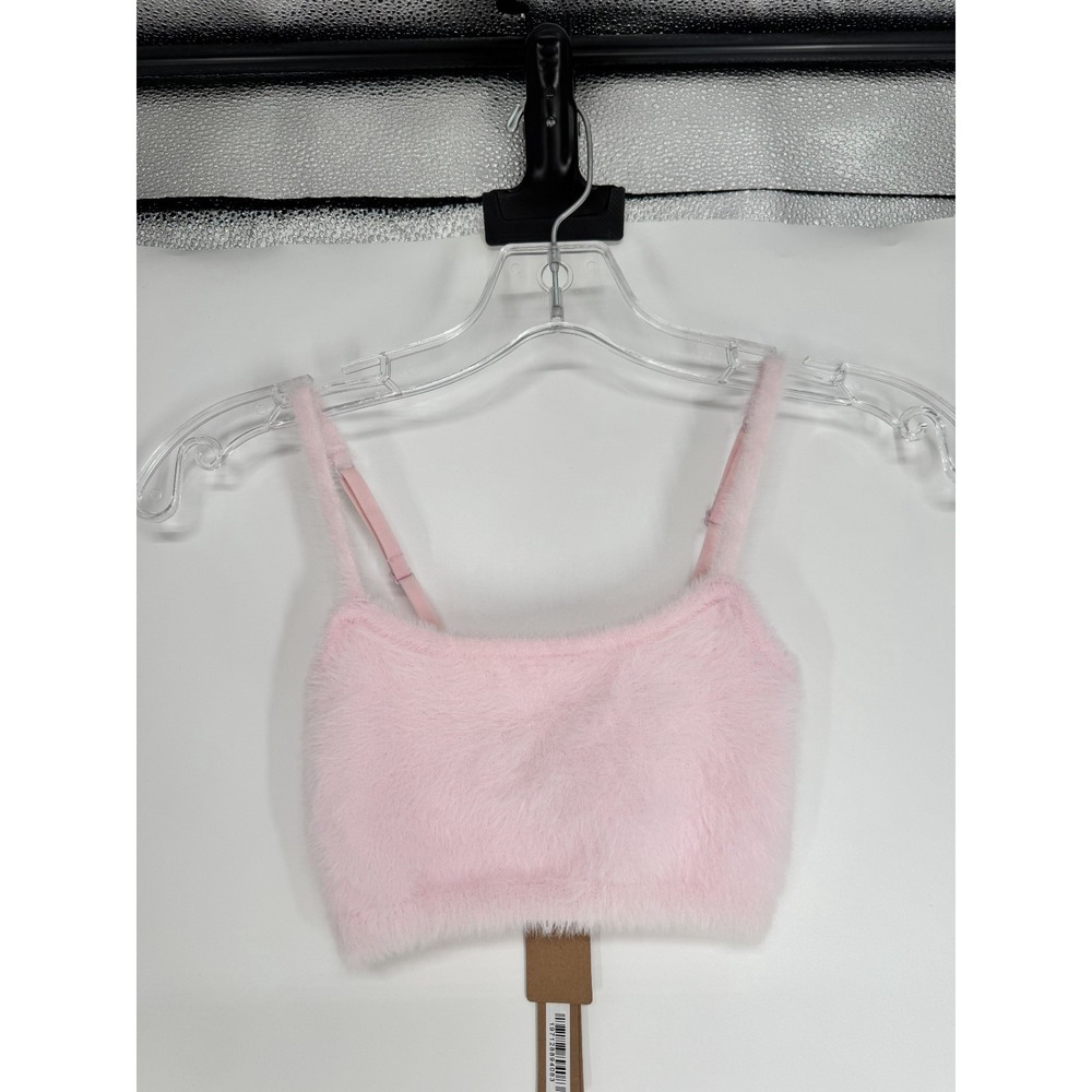 SKIMS Feathery Intimates Scoop Bralette Bra Womens Size Medium Baby Pink Fur
